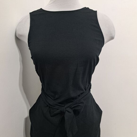 Marine Layer Tencel Blend Eloise Belted Jumpsuit Peekaboo Cutout XS Black NWT - Picture 12 of 15